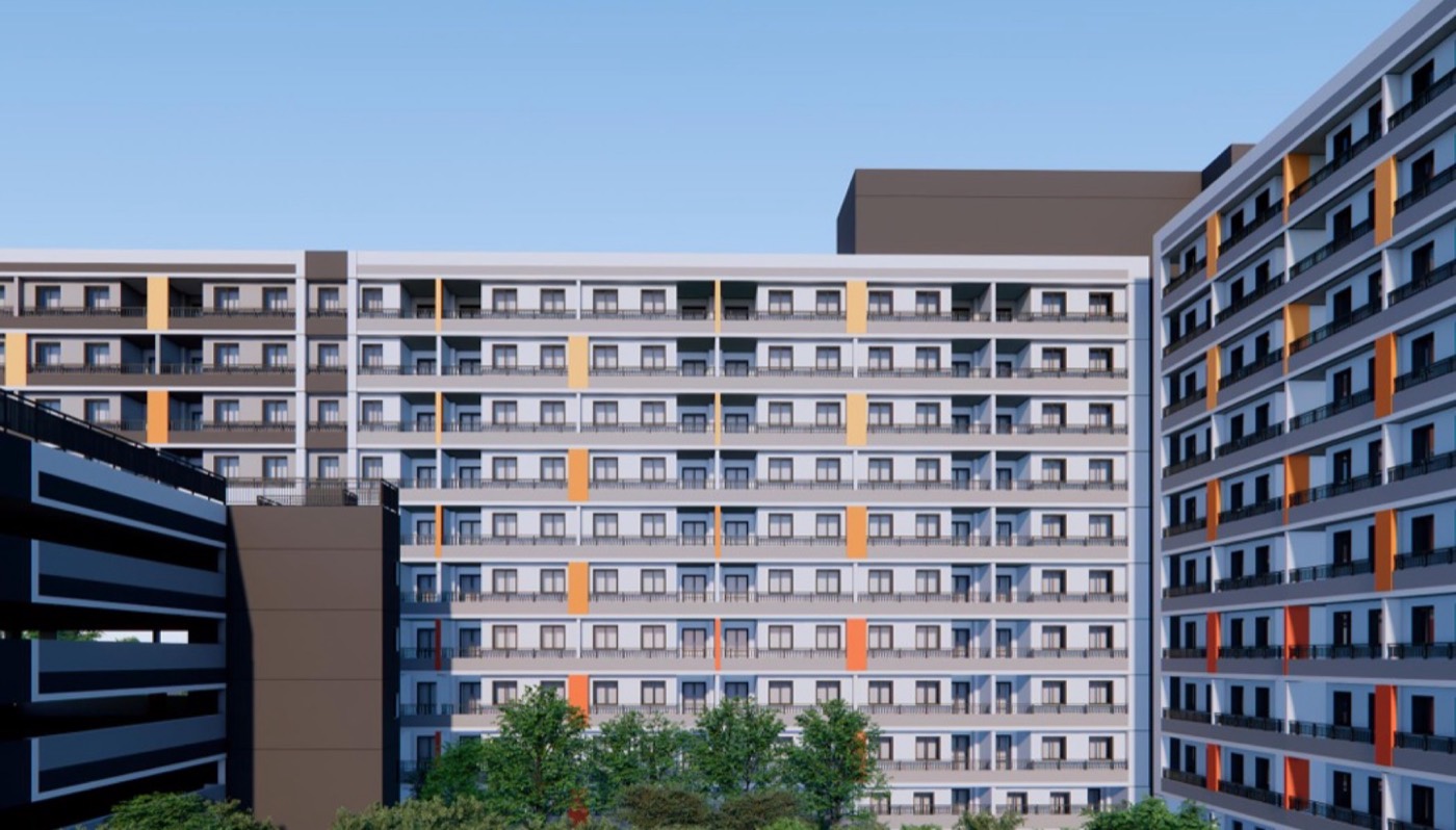 Prédio TL, Duas torres residenciais, Brasil: Fachada, detalhe